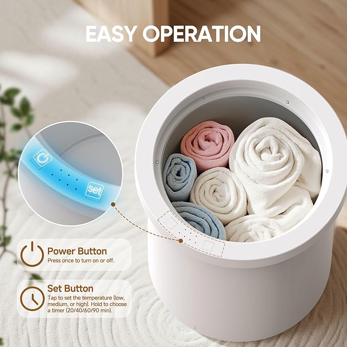 Large Towel Warmer Bucket for Bathroom with One-Touch Start, Fast & Even Heating, Auto Shut-Off Timer, Fits Up to Two 40"X70" Oversized Towels, Bathrobes, Blankets, Heartwarming Gifts for Mothers