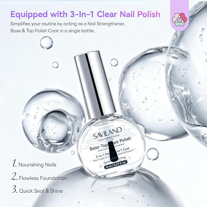 SAVILAND Cat Eye Nail Polish Kit: 6+1 Colors Quick-Dry Magnetic Sparkle Diamond Glitter Nude Pink Nail Polish Set with 3-in-1 Base Top Coat Cuticle Oil 12-Free Fingernail Polish Women Gift
