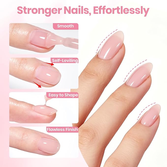 Beetles Builder Gel for Nails TPO-Free, 8 in 1 Rose Pink & Nail Art Brush | for Building Instant Apex Strengthening & Extension, DIY Salon at Home for Beginner, UV LED Nail Lamp Needed, Toffee Blush