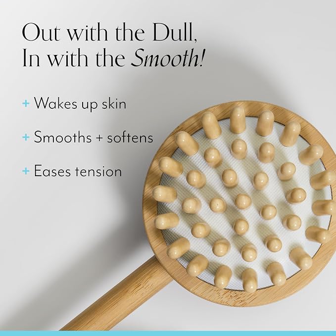 Bliss Wooden Back & Body Exfoliating Dry Brush Tool - Clean, Gentle Formula