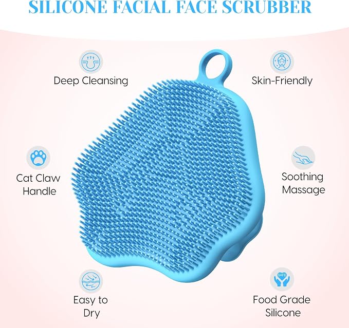 VWMYQ Silicone Face Scrubber - Exfoliating Face Scrubber for Women and Man, Gentle Facial Cleansing Brush Blackhead Acne Pore Pad Cradle Cap, Manual Soft Face Wash Brush for Deep Skin Care