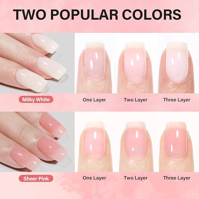 AILLSA Extra Short Coffin Gel Nail Kit 240pcs Full Nail Tips | 2 In 1 Nail Glue Base Coat and Nail Dehydrator, Nail Extension Kit with Nail Lamp Top Coat for Starters