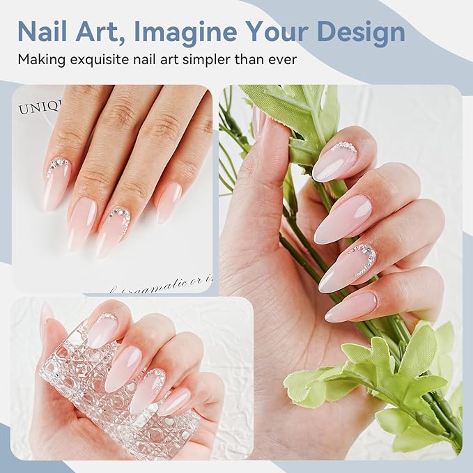 JODSONE Gel Nail Kit Short Teardrop Nail Tips 480PCS Mini Rechargeable Nail Lamp Pre Shaped Clear Full Cover Fake Nails Tips with Nail Glue & Top Coat U V LED Curing Lamp DIY Manicure Gifts for Women
