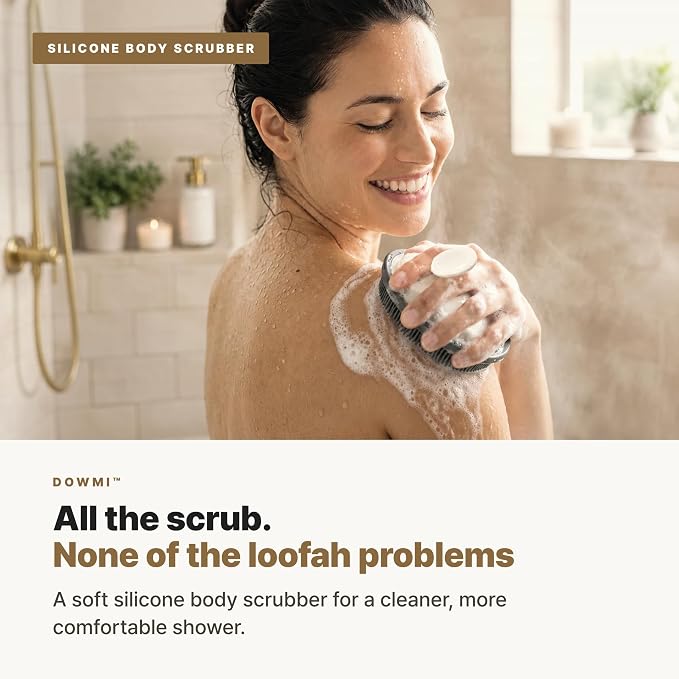 DOWMI Silicone Body Scrubber, Soft Shower Brush Loofah Alternative