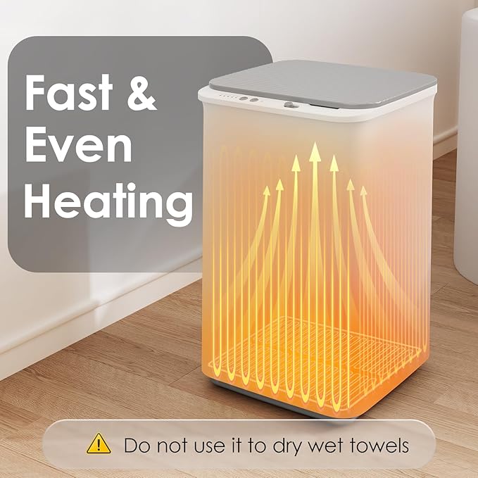 Towel Warmer Fast Heated, Towel Warmers for Bathroom 4 Timer Settings (30/60/120/240 Mins) One-Button Control, Saving Space&Safety Lock, 20L Blanket Warmers Fits Oversized Towels, Bathrobes, Pajamas