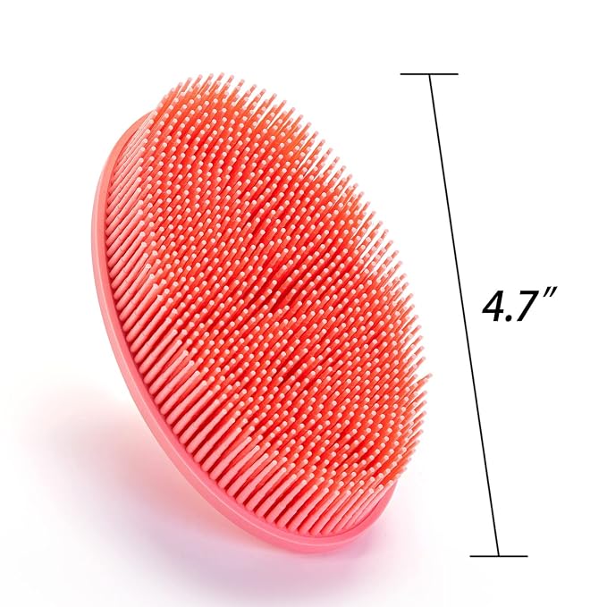 Premium Sensory Brush for Kids or Autism,Soft Silicone Body Scrubber,2 in 1 Sensory Room Occupational Therapy Sensory Brushes,Silicone Loofah,Pet Shower Brush Bath Brush Shampoo Brush(Big Oval-Pink)