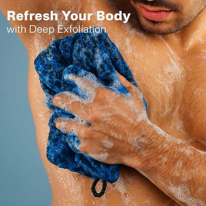Yiclick Dual-Textured Exfoliating Washcloth Towel - Back Scrubber for Use in Shower Bath, Exfoliating Body Scrubber Exfoliator, Japanese Exfoliate Loofah Lufa Sponge Wash Cloth for Women Men