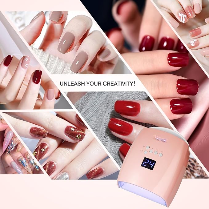 Cordless UV LED Nail Lamp, 66W Rechargeable Gel Nail lamp, Cordless UV Light for Gel Nails with Handle Auto Sensor & 5 Timer for Home & Salon (Pink)