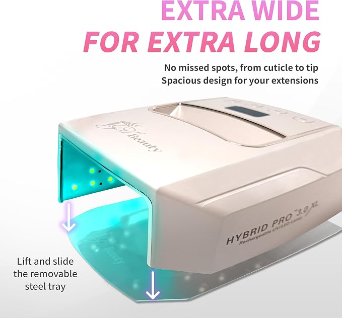 iGel Beauty Hybrid PRO 3.0 XL UV/LED Nail Lamp – Wireless Rechargeable 48W Nail Dryer, Extra Wide Full-Hand Curing, 9000mAh Battery, Smart Timer & Builder Gel Mode, Cordless Professional Lamp