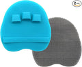 2 Pack Soft Silicone Shower Brush, Bath Exfoliating Skin Massage Scrubber | Body & Face & Short Hair Wash, Dry Skin Brushing Glove Loofah, Fit for Sensitive and All Kinds of Skin (Blue+Gray)