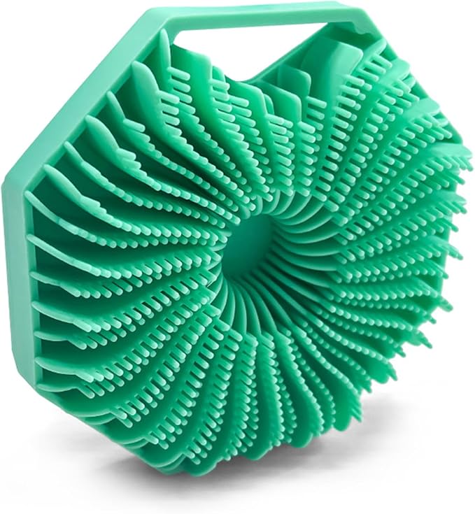 Silicone Body Scrubber Loofah Silicone Scrubber for Nourishing Non-Slip Handheld Cleansing Brush Mens Body Scrubber for Women Long-Lasting & Easy to Clean（Green）