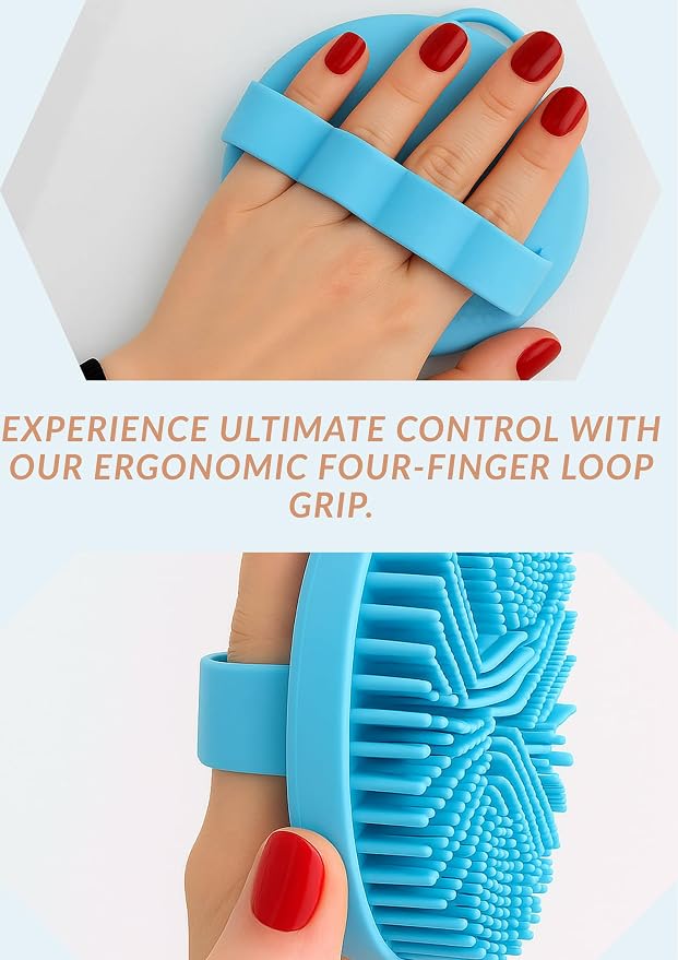 Hygienic Silicone Body Scrubber, Exfoliating Body Scrubber for Sensitive Skin, Eco Friendly Shower Scrubber for Body, Silicone Body Brush for Showering (Light Blue)