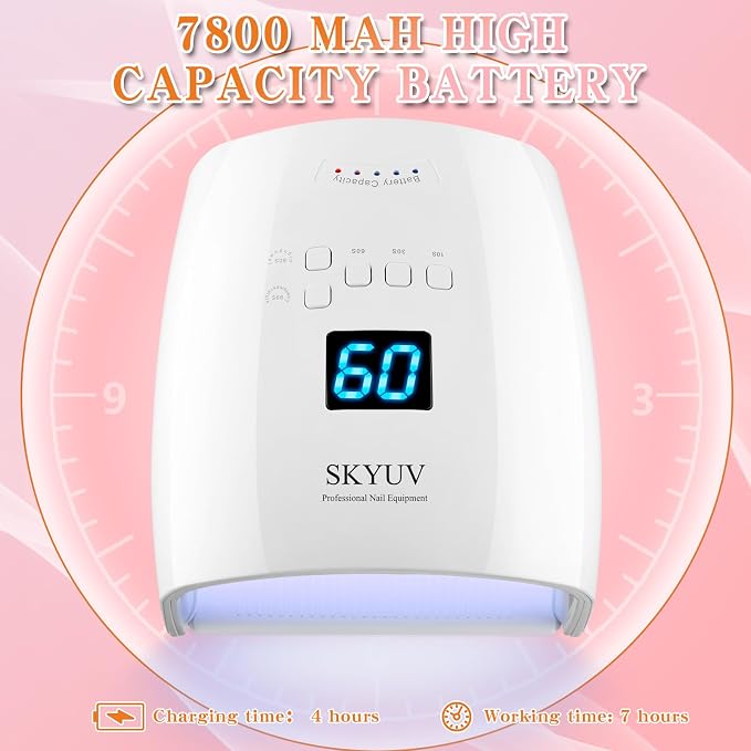 Rechargeable Faster Drying UV LED Nail Lamp, LED Nail Dryer Gel Polish Light Nail Polish Curing LED Nail Dryer Automatic Sensor Professional Nail Light Suitable for Fingernails and Toenails