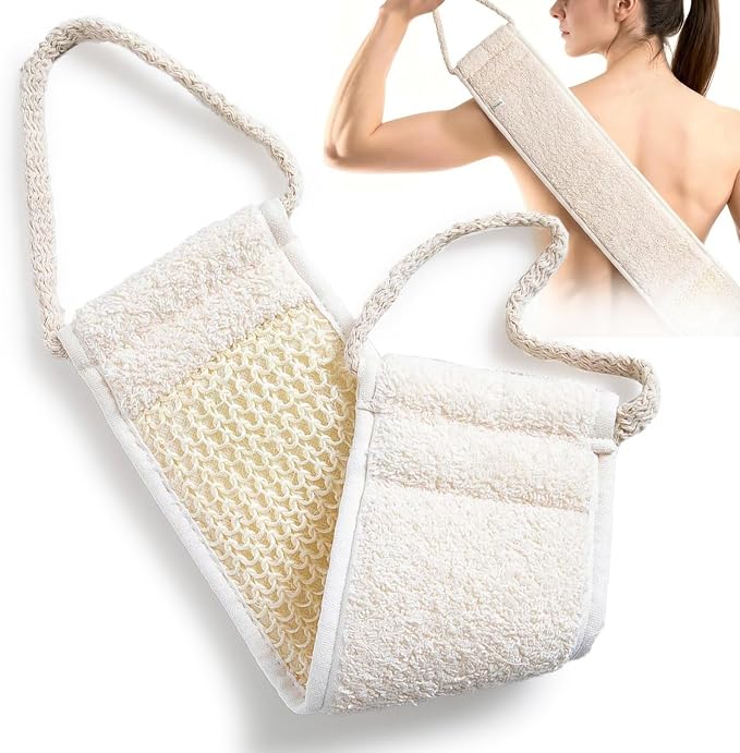 Chakra Sisal Fiber Exfoliating Back Scrubber Mitt - Deep Cleansing Massage Glove for Soft Skin, Essential Bath and Spa Accessory