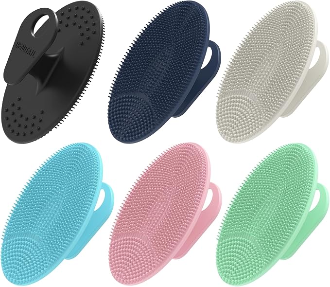 Silicone Face Scrubber 4 Pack, BEAUTAIL Manual Facial Cleansing Brush | Gentle Face Scrubber Exfoliator for Sensitive Skin, Skin Care Exfoliating Face Brush for Men and Women, Assorted Colors