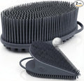 Avilana Silicone Body Scrubber for Shower – SGS Certified Food Grade Dual Sided Bath Brush, Gentle Exfoliating Silicone Loofah Alternative, Sensitive Skin Body Brush (Dark Gray-Silver, Body & Face)