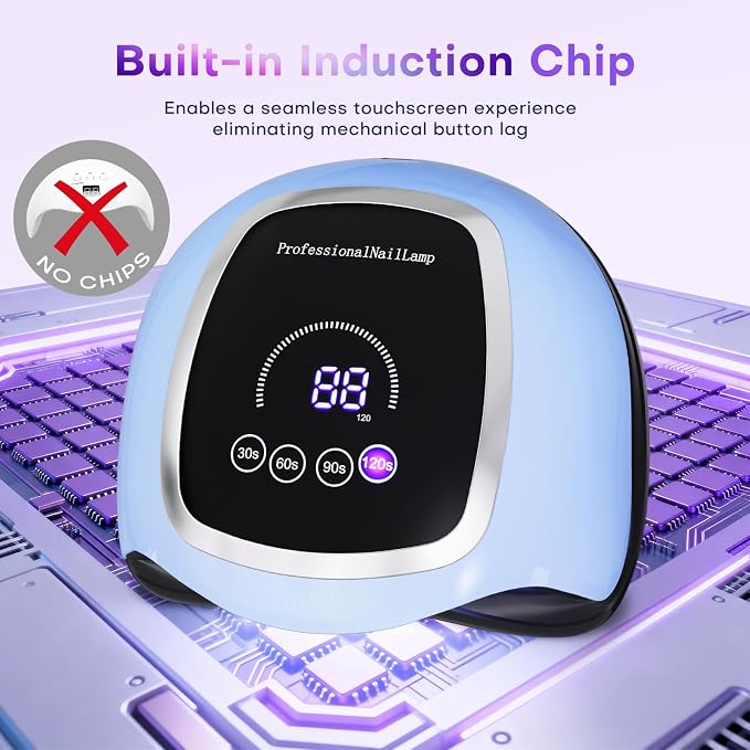 UV Nail Lamp, 180W LED Nail Dryer for Gel Polish, Touch Screen, 42 Beads | Auto Sensor Curing Light with LCD Display and 4 Timer Settings, Fast, Even Curing for Salon Use and Home DIY Manicure