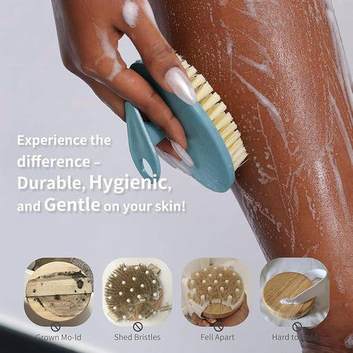 Body Scrubber 2 Pack, BEAUTAIL Gentle Exfoliating Shower Scrubber for Body | 1 Pack PP Bath Brush Gray and 1 Pack Silicone Body Scrubber Black, Soft Shower Loofah for Women, Men, Baby & Sensitive Skin
