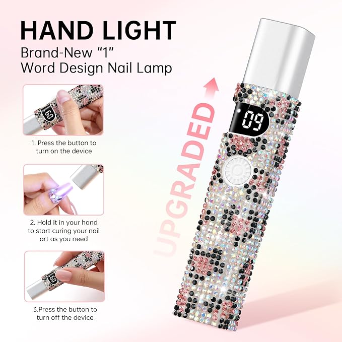 Handheld Cordless UV Nail Lamp with LCD Display | Mini UV LED Light for Gel Nails, Portable Flash Cure Lamp, Rechargeable USB Nail Dryer Fast Curing Salon & Home DIY