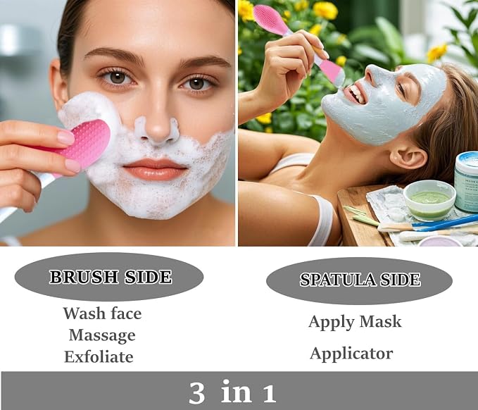 Facial Cleansing Brush,lip scrubber exfoliator,Pore Cleaning Brush Tool | Lip Scrubber Exfoliator, Pore Cleaning Tool，3 in 1 Silicone Facial Cleansing Brush for Face Scrubber