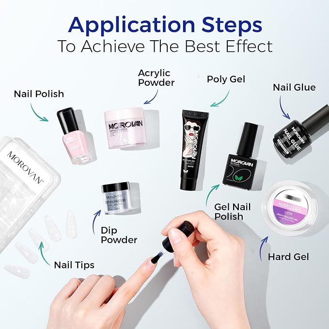 Morovan Nail Dehydrator and Primer with Gel Base & Top Coat Set 5PCS Professional Fast Dry Acid Free Supplies Primer and Chrome Proof No Wipe Matte Top Coat for Acrylic & Gel Nail Polish Gifts