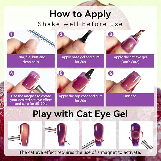 Makartt Cat Eye Gel Nail Polish - 10ml 3D Holographic Glitter Cateye Gel Polish with Magnet, Noble Purple, Long-Lasting UV/LED Soak Off for Salon & DIY - Lady Finger Grape