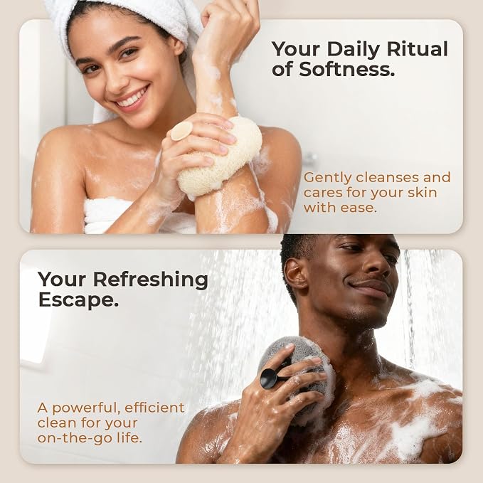 5 Packs Bath Sponge Shower Loofah, 2 in 1 Net Sponges with Suction Cup Hook | Rich Lather Net Sponges with Finger Rings, Soft & Skin-Friendly, Gentle Exfoliation, Deep Cleansing, Bath Ball for Women Men