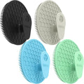 Silicone Body Scrubber 4 Pack, BEAUTAIL Gentle Exfoliating Shower Scrubber | Hygienic Silicone Loofah, Easy-Grip Handle, Soft Bath Brush for Sensitive Skin, Women, Men & Kids (Black+Gray+Green+Blue)