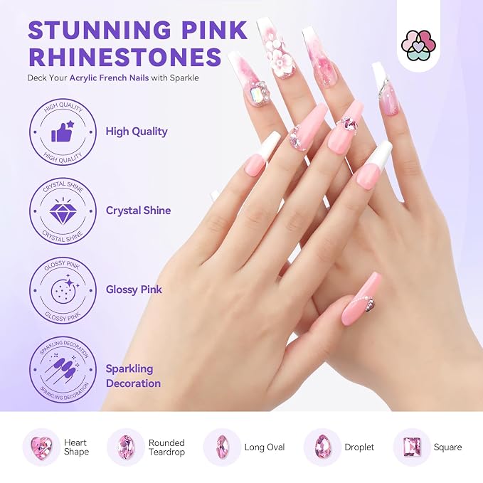 SAVILAND Acrylic Nail Kit, Keratin Acrylic Powder with French Tips | Complete tools everything for beginners, castor oil nail primer glue french tips rhinestones, DIY home salon
