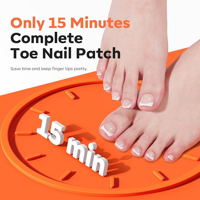 Modelones XS Toe Nail Tips Square 510pcs Natural Wear Toenails Press On | Extra Short Square Toe Nail Tips Full Cover 15 Sizes Soft X Nail Gel Fake Toenail