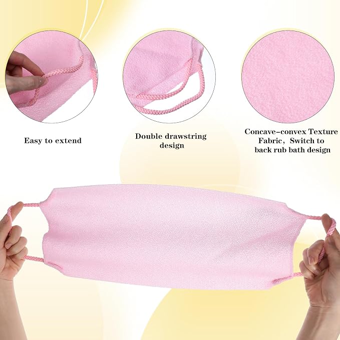 3pcs Exfoliating Back Scrubber for Shower, Double-Sided Back Scrubber Shower Towel with Handles Washcloth Bath Tool in Shower for Women and Men Deep Cleans Skin