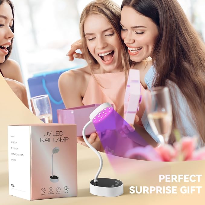AORAEM UV Nail Lamp, Gooseneck Mini UV Light for Gel Nails | Rechargeable LED Flash Cure Lamps with 4 Timer & Auto Sensor, Quick Dry Professional Nail Dryer for Salon Home DIY Use, White