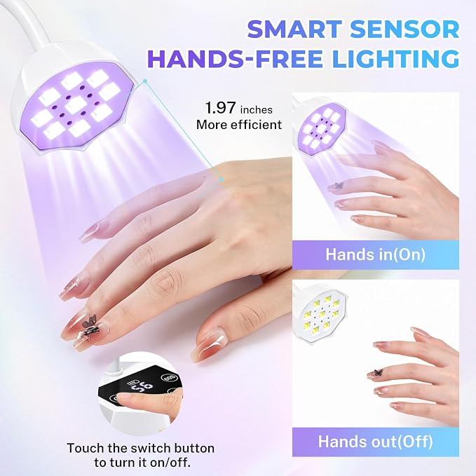 YSC UV Nail Lamp,Cordless Rechargeable UV Light for Gel Nails,27W Mini Flash Cure Nail Lamp with 4 Timers LCD Display & Smart Sensor, Foldable 360° Gooseneck Nail Dryer for Gel Polish,Home Salon DIY