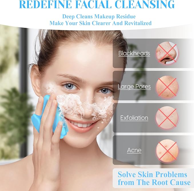 VWMYQ Silicone Face Scrubber - Exfoliating Face Scrubber for Women and Man, Gentle Facial Cleansing Brush Blackhead Acne Pore Pad Cradle Cap, Manual Soft Face Wash Brush for Deep Skin Care