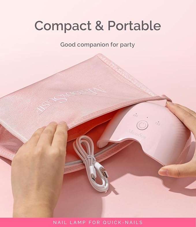 MelodySusie Lightweight Compact UV Nail Lamp P-Art06F for Half-Cured Gel | 6W, 45s/75s Timer, One-Button Control, 6 UV/LED Beads, Base Coat, Top Coat, Beginners, Corded