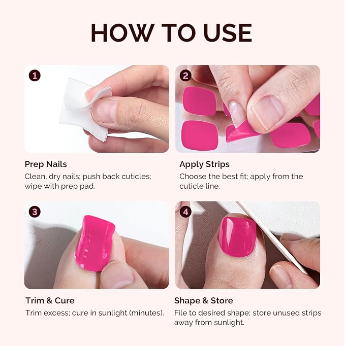 MelodySusie 32Pcs Semi Cured Gel Toe Nail Strips, No LED Lamp Needed | Cherry Red, Pedicure Stickers for Toes, Salon Quality, Long Lasting,Easy Apply & Remove, Nail File & Wooden Stick