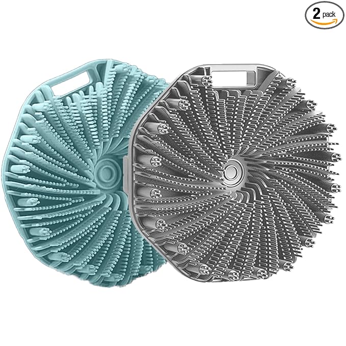 RamPula Silicone Body Scrubber Shower Brush Super-Exfoliating Body Brush & Non-Slip Strap, Loofah Alternative Bath Scrubber for Sensitive/All Skin Types, Gentle Massage & Effective Shower Exfoliation