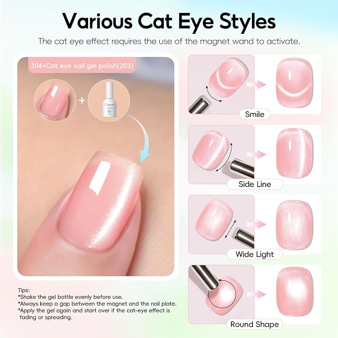 PEACECOLOR 25PCS Jelly Gel Nail Polish Set, 22 Colors Jelly Spring Summer Gel Polish with Cat Eye and Glossy Top Coat Pastel Pink Milky Green Purple Ice Collection Cateye Effect Nail Art Gel Kit
