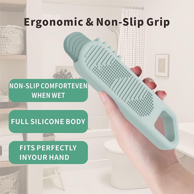 Toe Cleaning Brush,Foot Scrubber in Shower, Multi-Functional Silicone Gap Brushes Between Toes Cleaner Soft Feet Care Scrub Silicone Foot Callus Remover for Men Women Dead Skin Cracked Heels, 1PCS