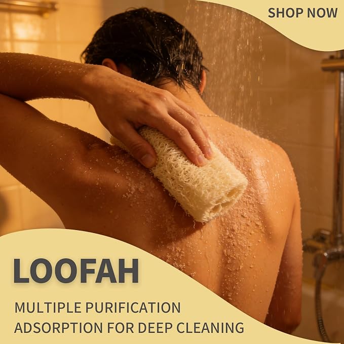4Pack Natural Organic Loofah Bath Sponge14''-16'' Exfoliating Body Scrubber for Men and Women Shower Scrub