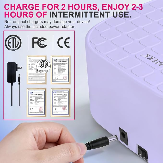 MEKK Red Light UV LED Nail Lamp, Cordless Professional UV Nail Light | Auto Sensor, Flash Cure, Cordless,Rotatable LCD, Checkered Design,Low Heat,No Harm, Suitable for Salon and Home-Purple