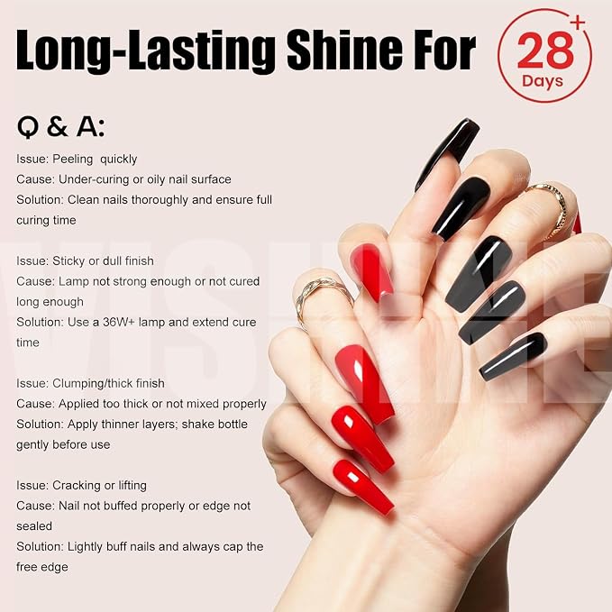 Vishine Top Coat- 15ML No Wipe Top Coat Gel Nail Polish High Gloss Shine Finish Long Lasting Home DIY Professional Manicure