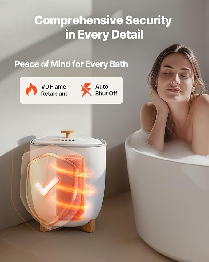 VEVOR Towel Warmers for Bathroom, 25 L Towel Warmer Bucket with Auto Shut Off for Spa Fits up to 5 Oversized Towels, Blankets, Clothes, Bathrobes, PJ's and More
