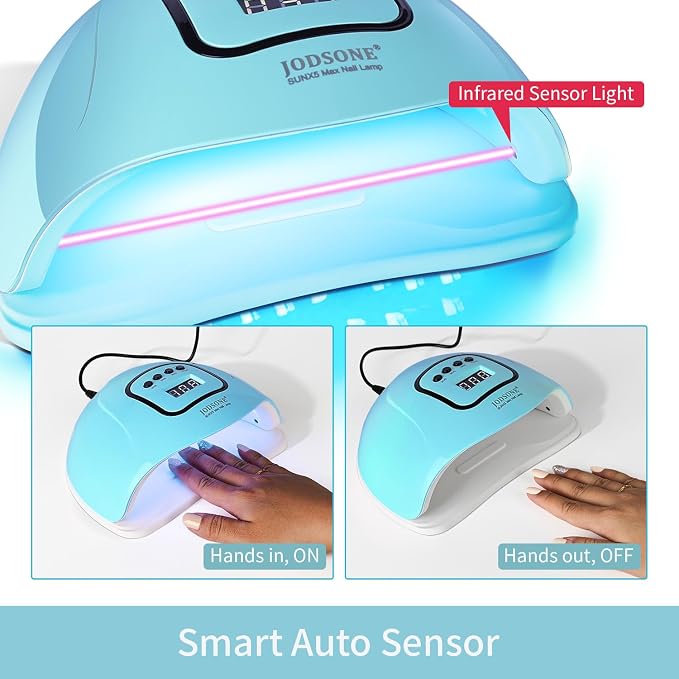 JODSONE U V LED Nail Lamp Blue Gel Polish Nail Dryer with Smart Auto Sensor 4 Timing Modes Fast Curing for Home DIY