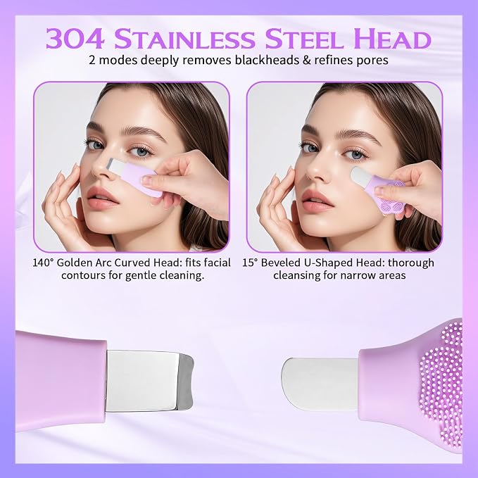 Qianyu Silicone Face Scrubber Exfoliating Black Head Cleansing Remover Tool Mask Massaging Applicator Spatula Brush Makeup Residue Removal Facial Brush for Women Nose Gentle Deep Skin Care (Purple)
