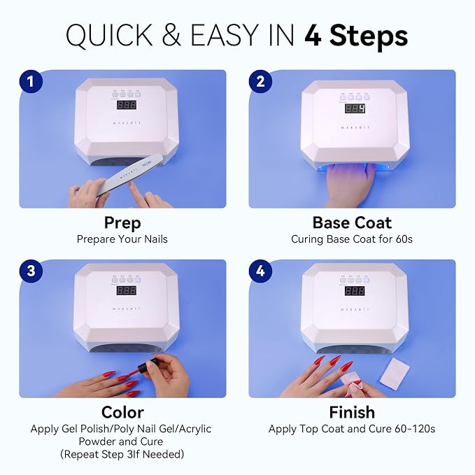 Makartt UV LED Nail Lamp: UV Light for Gel Nails Rechargeable Aurora 36W Gel Lamp with 4 Timers & Auto Sensor Professional Fast Curing Cordless Nail Light for Home Salon Manicure | 36W Gel Lamp with 4 Timers & Auto Sensor 36 Beads Fast Curing Cordless ...