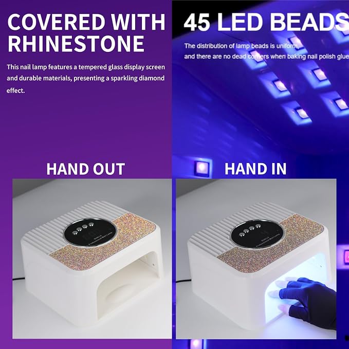 LIMEGIRL UV LED Nail Lamp Kit for Gel Polish Professional Fast Curing White Dryer Light Set with Protection Gloves Nail Art Cure Machine for Manicure Pedicure at Home and Salon