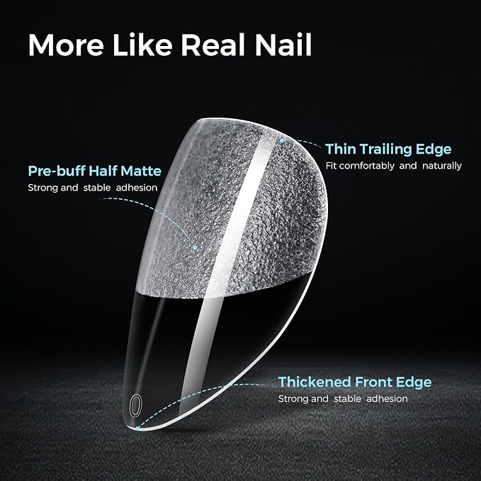 TOMICCA Extra Short Almond Nail Tips 240Pcs Pre-shaped Nail Extension for Gel Tips, 12 Sizes Acrylic Fake Press On Nails for Beginners and Professionals, Home DIY Nail Salon, Wedding