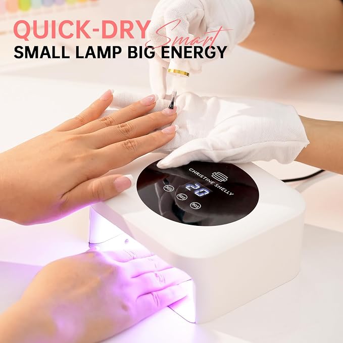 UV Light for Nails, Mini UV Nail Lamp with Auto Sensor Gel Nail Lamp | 48W | Travel Mini Size | 3 Timers | Rhinestone | Plug-in | Fast & even curing | DIY Manicure Nail School | White