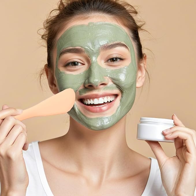 Silicone Face Mask Brush, Soft Facial Cleansing Scrubber, 2 Pcs Double-End Facial Mask Brush for Mud, Clay, DIY, Skincare Applicator Tools (Khaki and Grey)